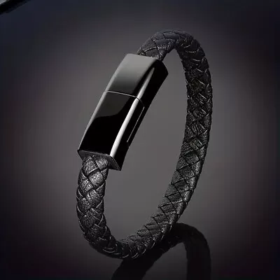 Bracelet Charging Cable Braided Wrist Band Data Charger Cord Travel Black New US • $6.25