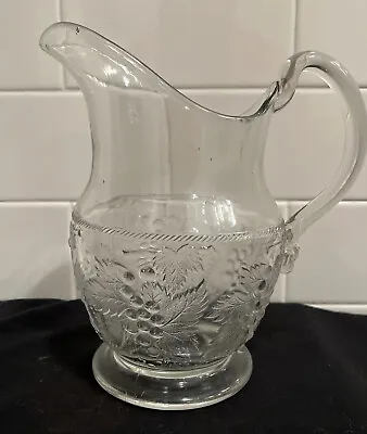 $35 • Buy Large Antique Vintage EAPG Grape & Cable Glass Pitcher 1880 Pittsburgh