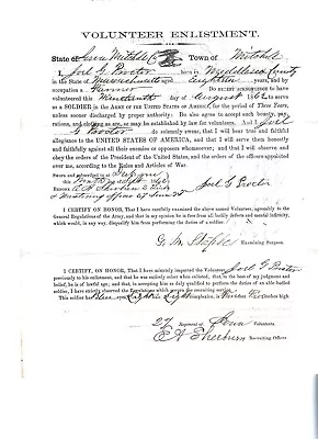 Civil War Enlistment Document Pvt Joel Proctor  27th Iowa Volunteer Infantry • $50