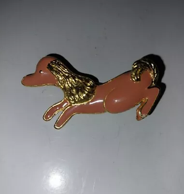 Vintage DACHSHUND Dog BROOCH Pin PINK Enamel Gold Tone Figural 🌟 Cute! • $14.99