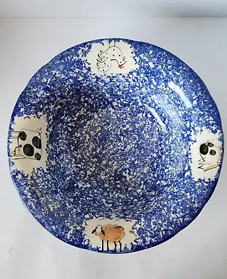 Molly Dallas Spatterware Serving Bowl 11 1/2  Diameter Farm Animals • $17.99