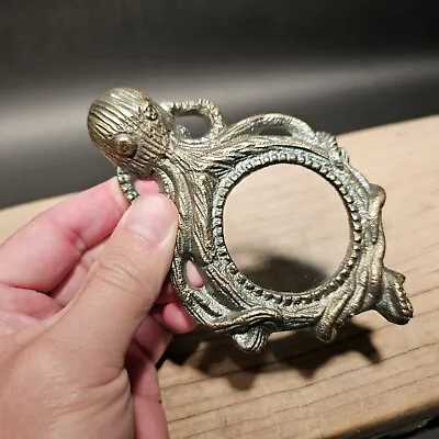 5 1/2  Antique Vintage Style Brass Octopus Magnifying Glass Desk Hand Lens • $20