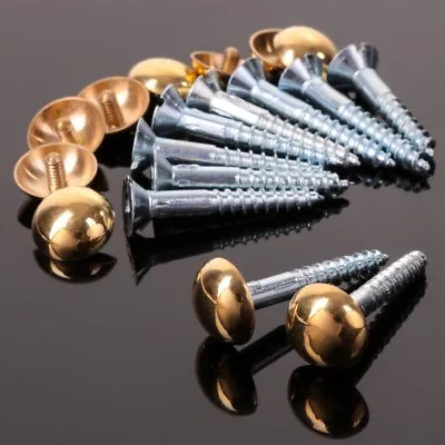 £3.79 • Buy 4 X POLISHED BRASS MIRROR SCREWS 38mm Dome Head Cover Caps Wall Fixings 1 1/2 