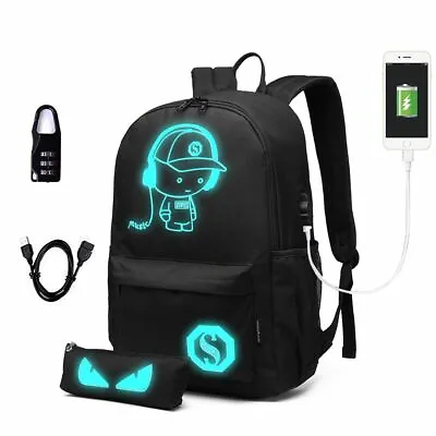 Luminous A4 School Travel Satchel Bag Pencil Case SET Music Boy Backpack USB • £11.99