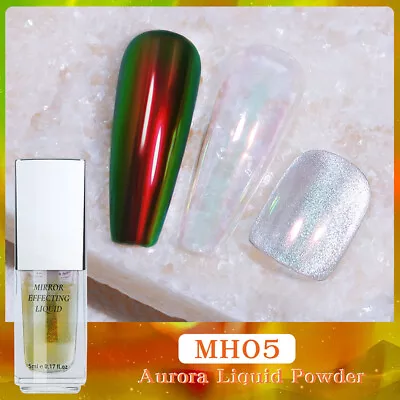 5ml Chrome Mirror Nail Polish Manicure Magic Chrome Liquid Aurora Powder*US • $4.69