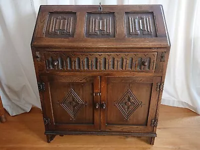 Jaycee Bureau With Fitted Interior Linenfold Carvings • £40