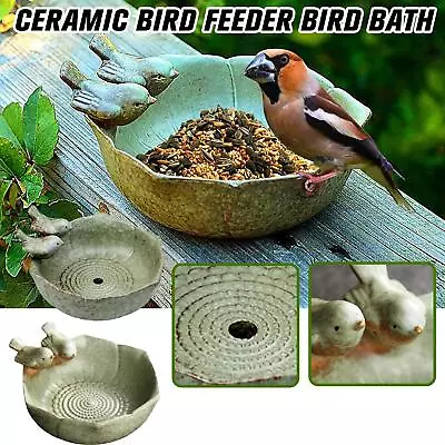 £16.58 • Buy Ceramic Birdbath Bird Feeder Bowl Decor For Bee Bird Garden Outdoor Bath V9L8