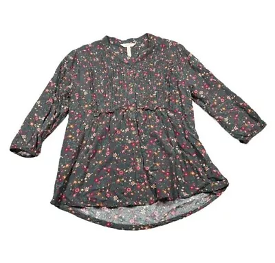 Matilda Jane Women's Size L Colorful Floral Afternoon Stroll Pleated Blouse EUC  • $18