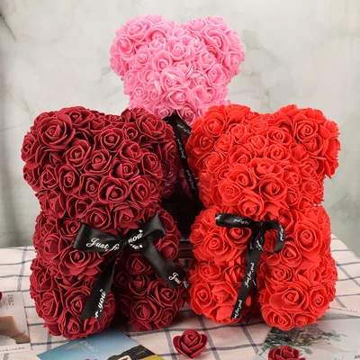 $9.30 • Buy Nice Valentines Day Gift 25Cm Red Rose Bear Rose Flower Artificial Decoration Ch