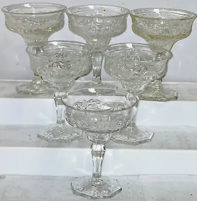 6 McKee ROCK CRYSTAL CRYSTAL  4  - 3 1/2 OZ FOOTED COCKTAIL GOBLETS • $38.40