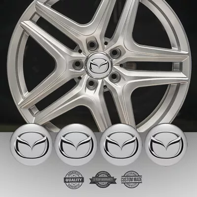 Set Of 4 Silicone Center Wheel Cap Stickers Mazda Emblem Logo Decals Rims • $14.72