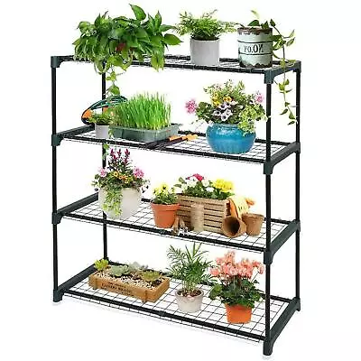 £18.99 • Buy 4 Tier Garden Greenhouse Shelving Steel Staging Shelving Plant Racking Staging