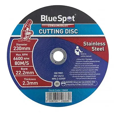 BlueSpot Metal Cutting Discs 9  230mm & Stainless Steel 22.2 Bore 2.3mm Thick • £3.90