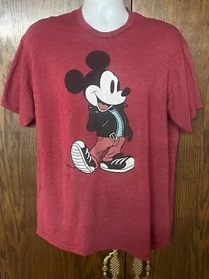 Vintage Mickey Mouse Disney Punk Rockabilly Motorcycle Leather Jacket XL T-Shirt • $27.50