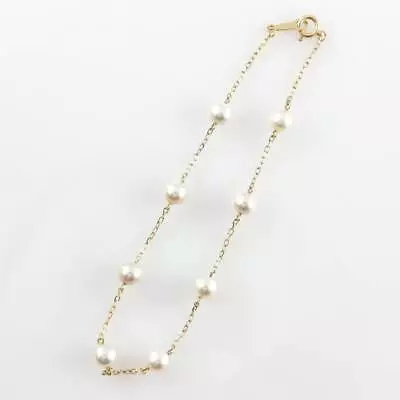 Auth MIKIMOTO Bracelet Akoya Pearl 5mm Station 18K Yellow Gold Used • $458