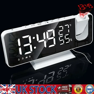 £22.59 • Buy LED Digital Projection Alarm Dual Clock FM Radio Snooze Dimmer Ceiling Projector