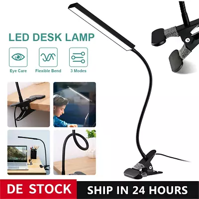 Modern Clip On LED Desk Lamp Eye Care USB Power Dimmable Light Adjustable Clamp • $17.88