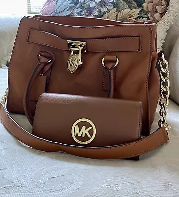 Michael Kors Brown Leather Satchel Bag & Wallet Brown Medium Purse Shoulder Bag • $145