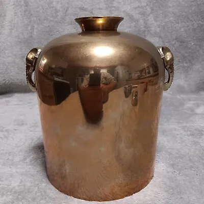 Solid Brass Vase Urn Jar Brass Elephant Head Handles Brassware Home Decor • $24.61