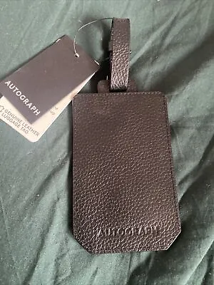 M&S Autograph Genuine Leather Luggage Tag Black • £6.25