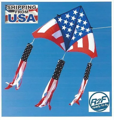 $79.99 • Buy Delta Kite USA Levitation + RipStop Nylon + Reel + Line + 3-USA Windsock Tails