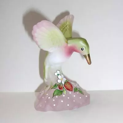 Fenton Glass Rose Pink Strawberry & Blossoms Hummingbird Ltd Ed #25/33 K Barley • $172.22