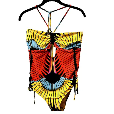 MARA HOFFMAN One-Piece Swimsuit SZ L Cinched Boy Colorful Strapless Rare • $199
