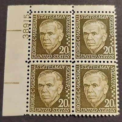 Scott #1289 20c George C Marshall 1965 Plate #38915 Block Of 4 MNH OG • $2