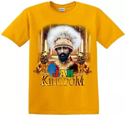 Jah Kingdom T-shirt Slassie Gold Tee  Rasta  Reggae Shirt Jah Tafari Ras. • $19.99