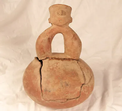 Antique Precolumbian/Maricopa Pottery Stirrup Jar 9  X 11 1/4  C.1910s • $300