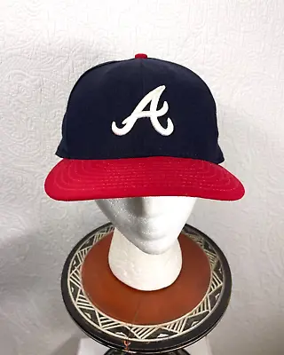 Vintage Atlanta Braves Hat Cap New Era Size 7 1/2 Fitted Wool 90s Made USA • $16.85