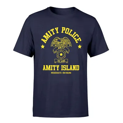 Amity Island Police T-Shirt Inspired By Jaws Movie Soft Cotton New Navy • £8.95