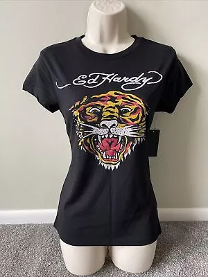 Ed Hardy Women’s Black Tiger Graphic Tee Shirt (M) • $8.50