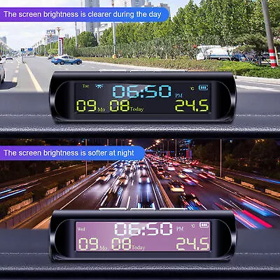 Solar Car Clock High Accuracy High-efficiency Car Hud Solar Digital Clock Safe • $26.28