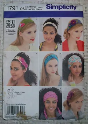 Simplicity Vintage Sewing Pattern 1791 Set Of Headbands Lindsay Mason Couture • £4.82