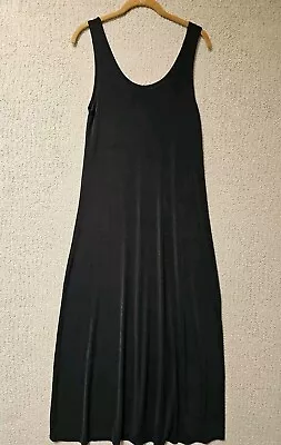 Vintage Maxi Dress XL Black Sleeveless Slinky Liquid Knit Casual Minimalist  • $39.95