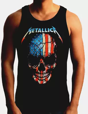 METALLICA AMERICAN SKULL Heavy Metal Band Black Tank Top • $13.99