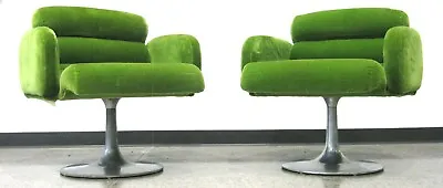 Rare Vintage Pair STENDIG Mid Century Swivel Lounge Chairs Tulip Base - Danish • $999