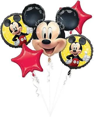 5 Piece Mickey Mouse Forever Balloon Foil Bouquet Party Supplies Brand New • £12.54