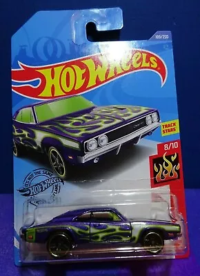 2020 HOT WHEELS '69 DODGE CHARGER 500 In PURPLE - HW FLAMES 8/10. Long Card • $6.50