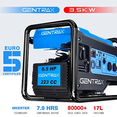 GenTrax Inverter Generator 3.85KW Max 3.5KW Rated Portable Pure-Sine Camping • $789