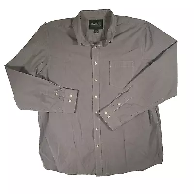 Eddie Bauer Shirt Men's Extra Large Tall Brown Wrinkle Resistant Relaxed Fit • $19.95