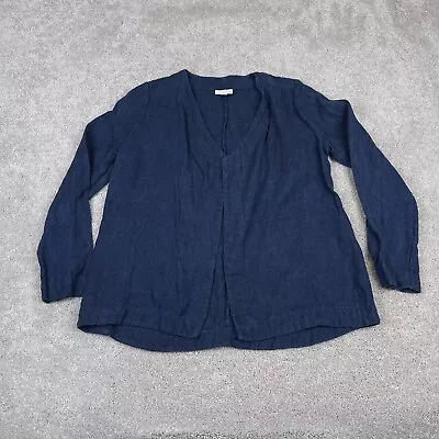 J Jill Sweater Womens Extra Small Blue Linen Open Front Cardigan PureJill • $19.96