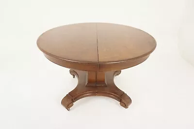 Mission Tiger Oak Arts & Crafts Round Dining Table 3 Leaves America 1920 H1197 • $1650