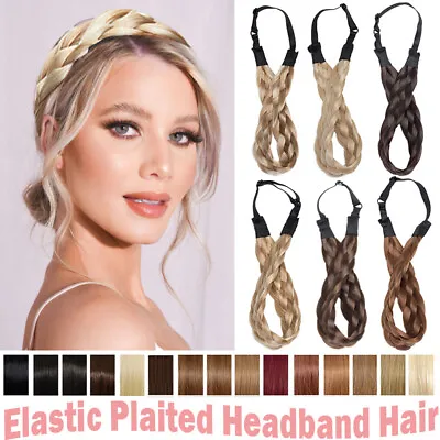 AM Chunky Twist Hair Plaited Plait Elastic Headband Hairband Synthetic Hairpiece • $6.10