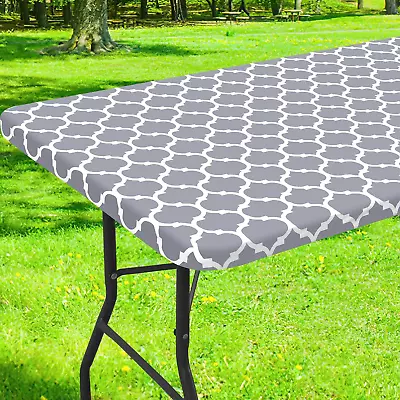 Rectangle Picnic Tablecloth Waterproof Elastic Fitted Table Covers For 6 Foot T • $17.34