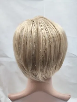 Short Pixie Mixed Light Blonde Straight Wig Fringe Hair Style 8 Inches Length • £23