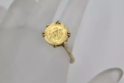 Fine 14K Yellow Gold Vintage 1919 Mexican Dos Pesos Coin Ring Size 9 • $500