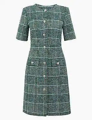 £33.99 • Buy M&S Checked  Dress Size UK 20 - UK 22 Green Jacket Dress Longline Blazer £69