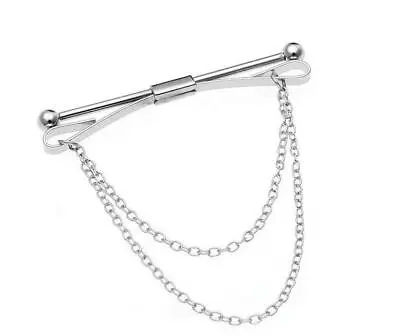 $199 • Buy 925 Sterling Silver Chain Ball Head Men's Business Tie Collar Pin Chain